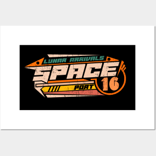 Space design Lunar spaceport logo emblem futuristic industries Posters and Art
